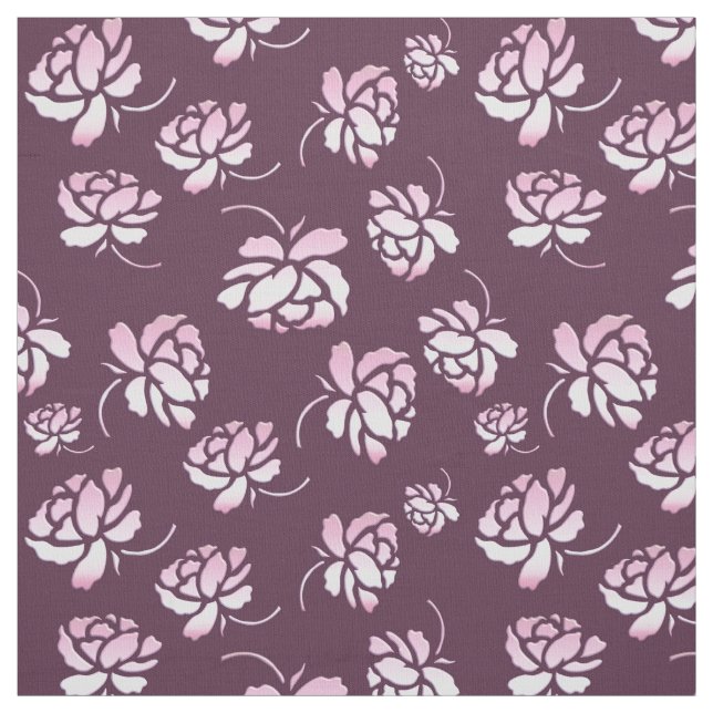 Tissu rétro modèle floral de Bourgogne (Échantillon)
