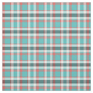 Tissu Rétro motif chic de plaid de tartan de turquoise