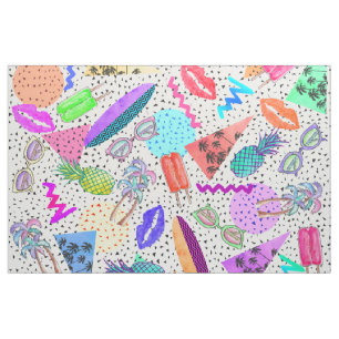 Tissu Rétro motif de collage de plage d'été des anné