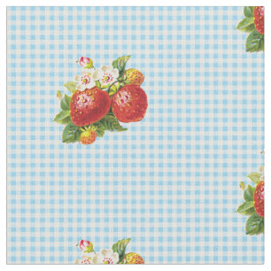 Tissu Rétro motif de guingan de fraise