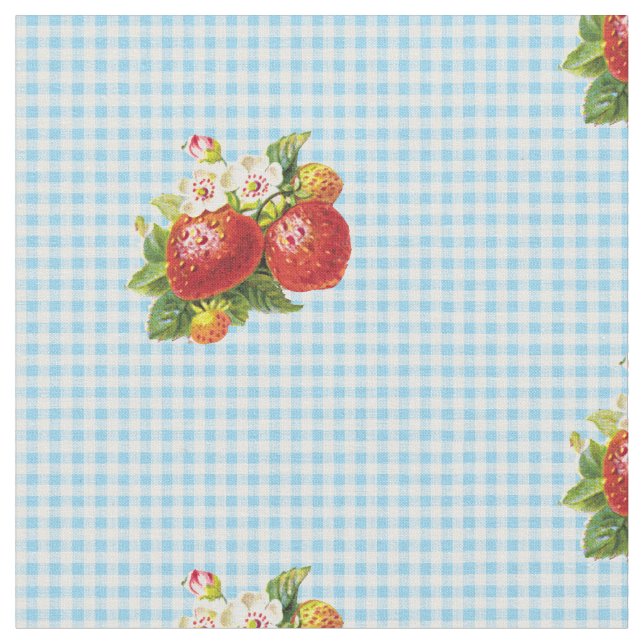 Tissu Rétro motif de guingan de fraise (Fermer)