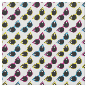 Tissu Rétro motif de lunettes de soleil de chat