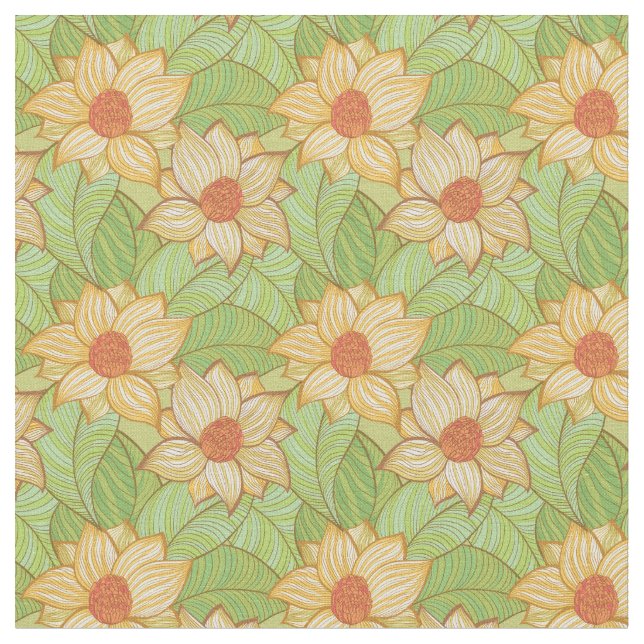 Tissu Rétro motif de magnolia (Fermer)