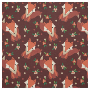 Tissu Rétro motif de renards et de fleurs de région