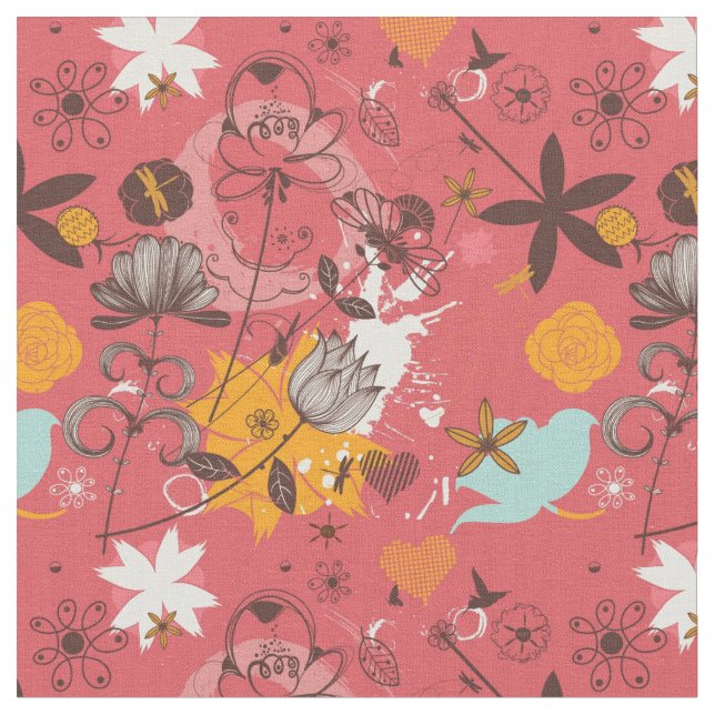 Tissu Rétro motif floral (Fermer)