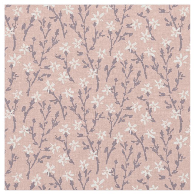 Tissu Retro motif floral de style boho. Sakura rose. (Fermer)