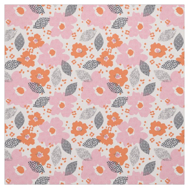 Tissu Rétro motif floral mignon (Échantillon)