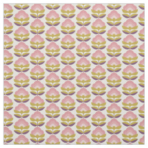 Tissu Rétro motif floral rose et pourpre