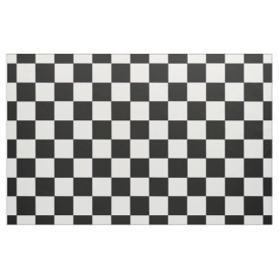 Tissu Rétro motif noir et blanc de damier
