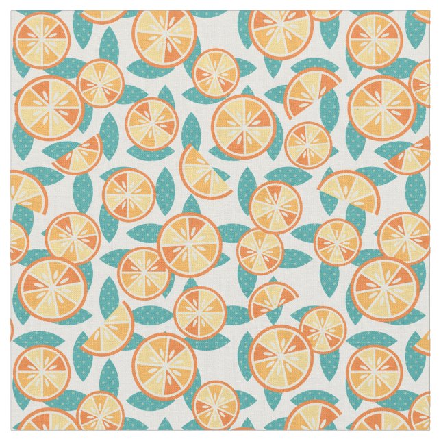 Tissu Rétro motif orange fruité de tranches (Fermer)