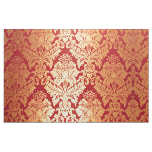 Tissu Rétro motif rouge de luxe élégant de damassé d