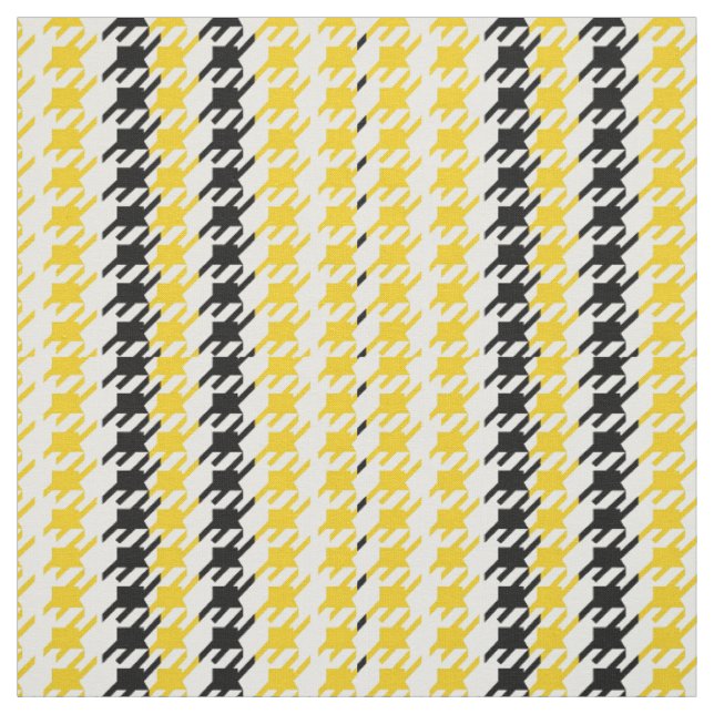 Tissu Rétro noir de jaune de pied-de-poule (Échantillon)