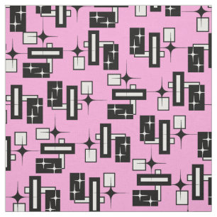 Tissu Rétro noir et blanc géométrique de chimères