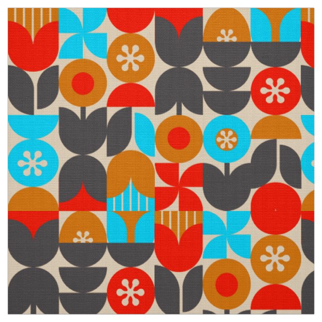 Tissu rétro nostalgique des années 60 les années 7 (Échantillon)