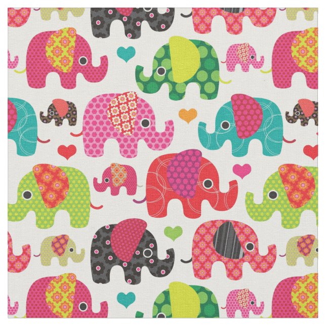 Tissu rétro papier peint de motif d'enfants d'éléphant (Fermer)