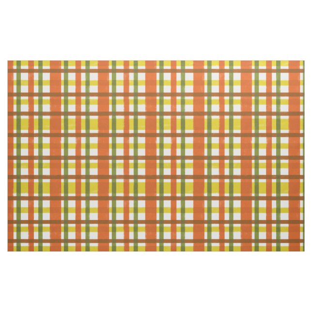 Tissu Rétro plaid de jaune les années 70 orange génial (Fat Quarter)