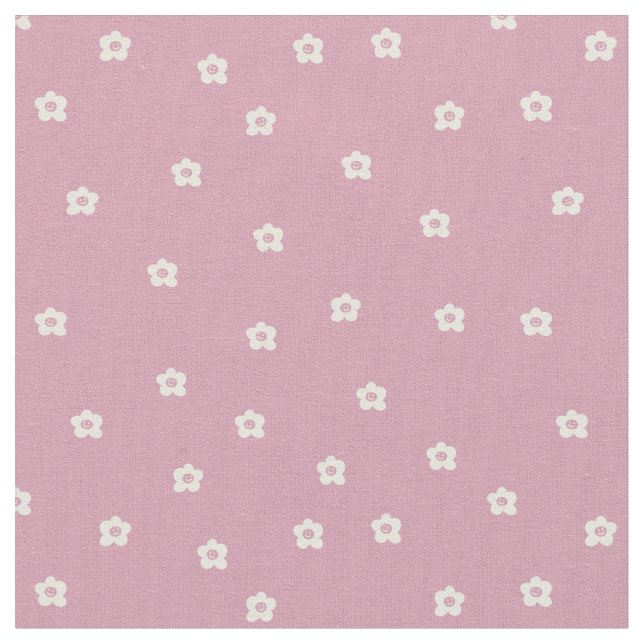 Tissu  Retro Smiling Flower Pattern in Cream and Rosa (Fermer)