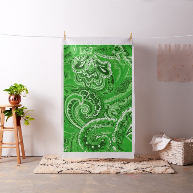 Tissu Rétros bandanna/Bandana verts de Paisley (In Situ)