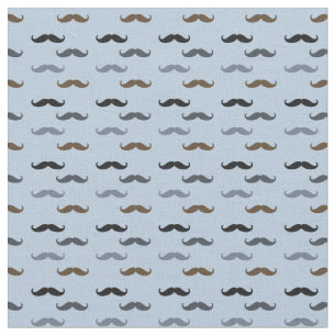 Tissu Rétros moustaches bleues Brown noires