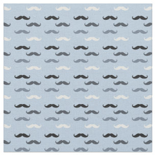 Tissu Rétros moustaches noires et bleues