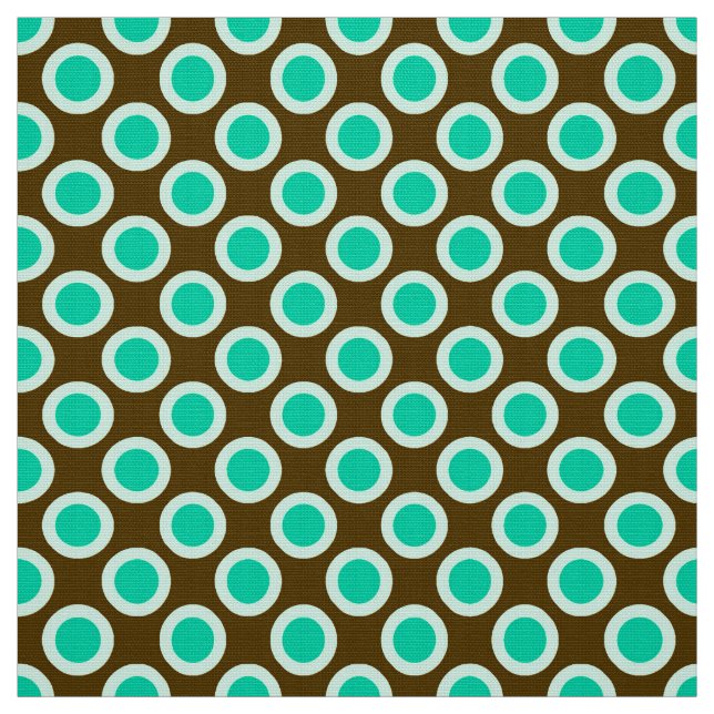 Tissu Rétros points cerclés, brun et turquoise (Échantillon)