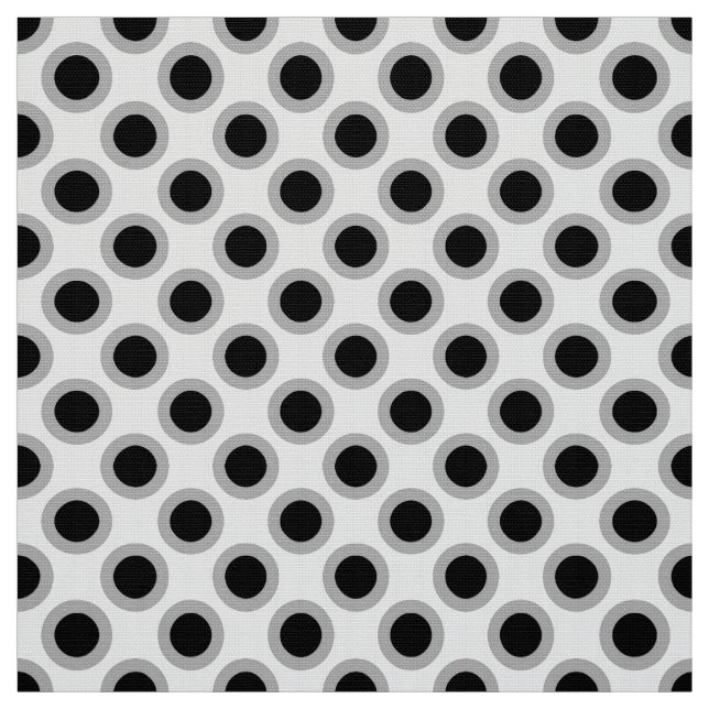Tissu Rétros points cerclés, gris, noir et blanc (Échantillon)