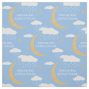 Tissu Rêve grand nuages de lune bleus motif personnalisé