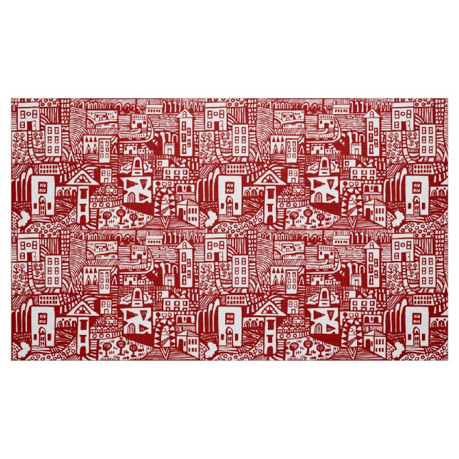 Tissu Rêve urbain - Ruby Red (Fat Quarter)