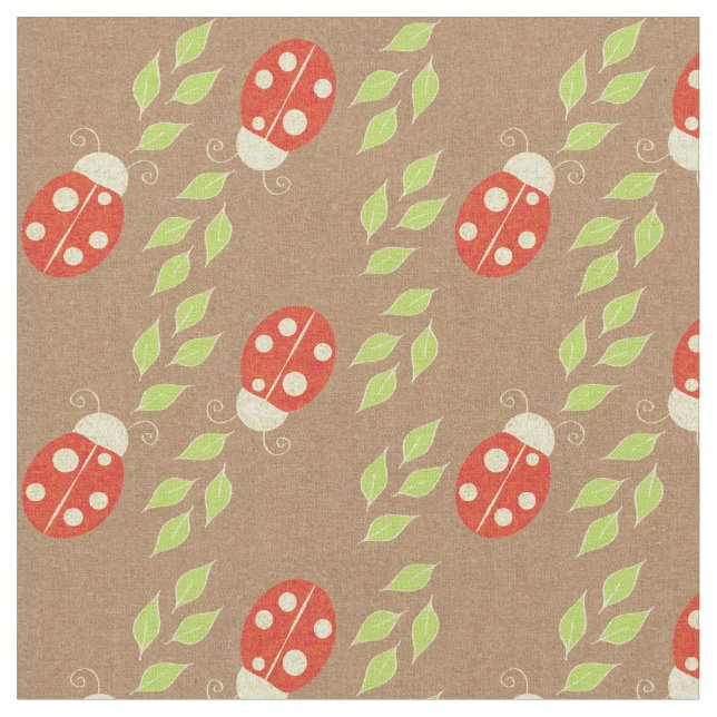 Tissu Reverse Ladybugs & Feuilles sur Motif papier Brown (Fermer)