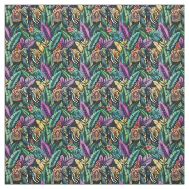 Tissu Rêves de jungle d'éléphant indien - Surface transp (Échantillon)