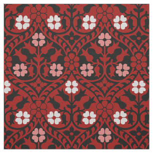 Tissu Revival gothique Floral, Rouge Sang
