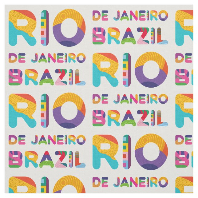Tissu Rio De Janeiro Brésil Texte Coloré (Échantillon)