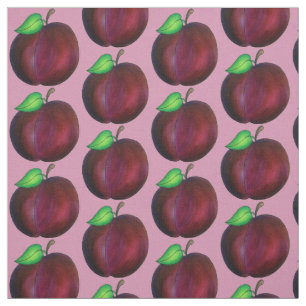 Tissu Ripe Juicy Summer Purple Plum Fruit Imprimer
