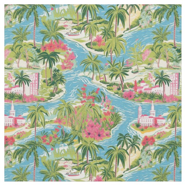 Tissu Rivières d'île tropicale (Fermer)