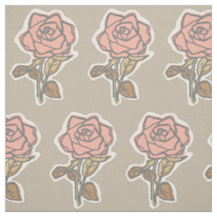 Tissu Robe florale taupe en impression de rose rose