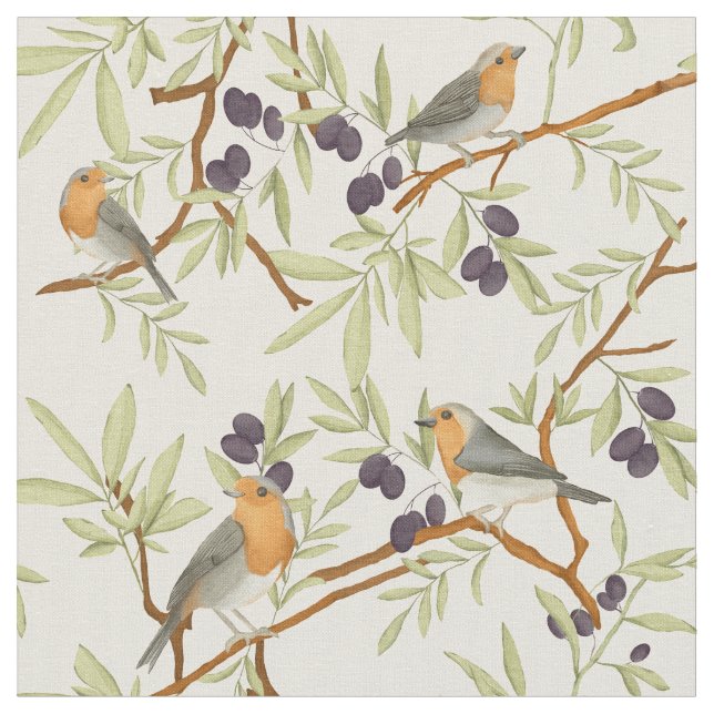 Tissu Robes sur branches d'oliviers (Fermer)