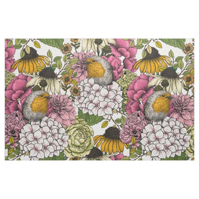 Tissu Robins dans le jardin (Fat Quarter)