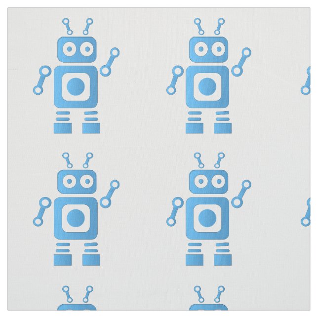 Tissu Robot rétro bleu (Échantillon)