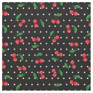 Tissu Rockabilly Red Cherries et Pois les années 50 Moti