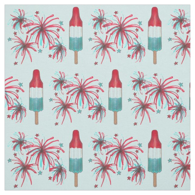 Tissu Rocket Pop Popsicle Feu d'artifice Juillet 4ème US (Échantillon)