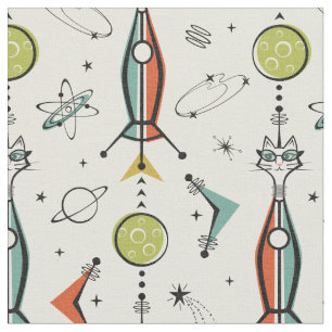 Tissu Rockets de Kitty atomique - Lunes vertes