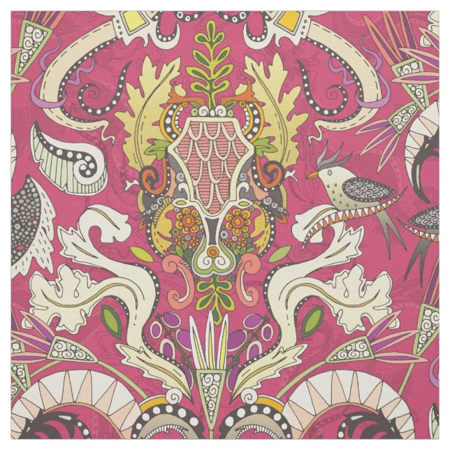 Tissu rococo rose (Échantillon)