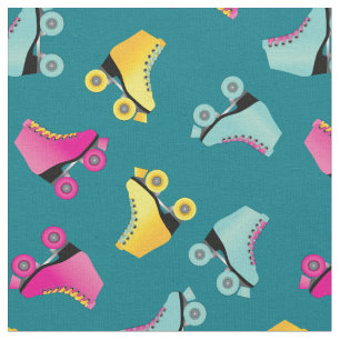 Tissu Roller Skates patinoire Rétro Turquoise