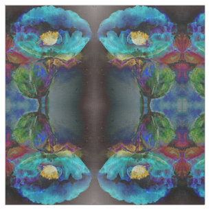 Tissu Romantique élégant tableau turquoise floral aquare