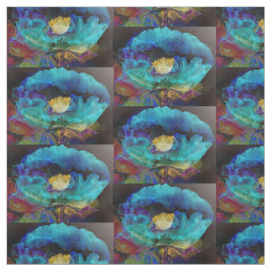 Tissu Romantique élégant tableau turquoise floral aquare