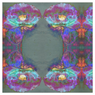 Tissu Romantique élégant violet turquoise peinture de fl