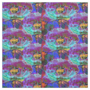 Tissu Romantique élégant violet turquoise peinture de fl