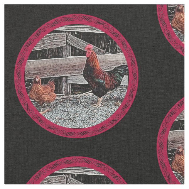 Tissu Rooster majestueux de Hen (Fermer)