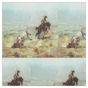 Tissu Roping de boeuf occidental vintage de cowboy