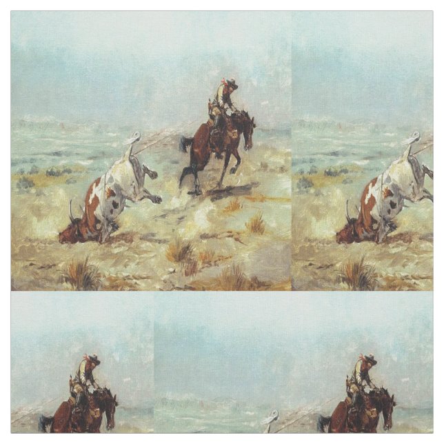 Tissu Roping de boeuf occidental vintage de cowboy (Échantillon)